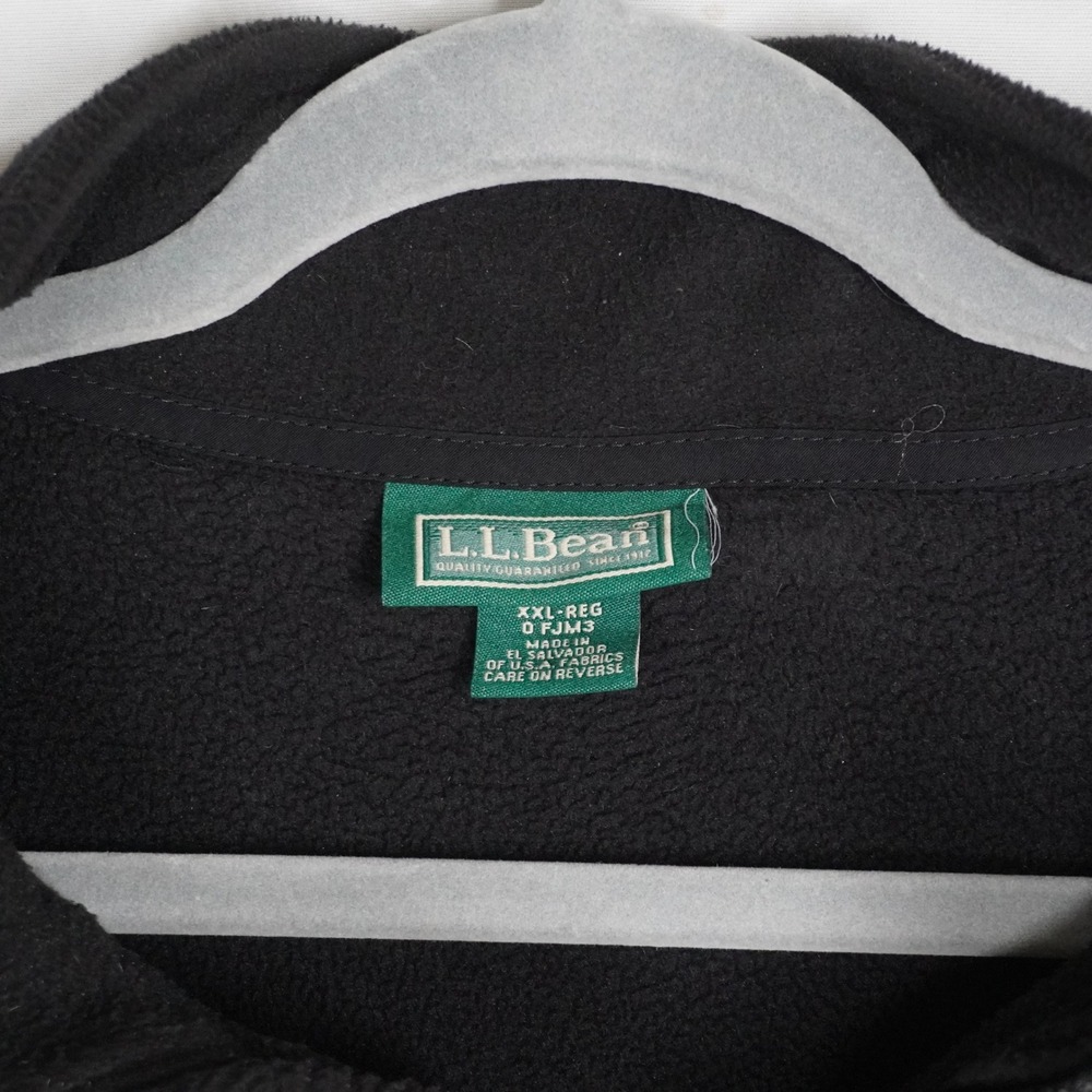 LL‎ Bean Mens XXL Black Full Zip Fleece Jacket Mock Neck 3 Pocket 0FJM3 Hiking - Picture 3 of 8